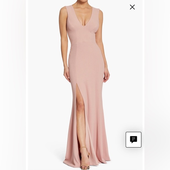 Dress the population Sandra Plunge Crepe Trumpet Gown Sz L - Picture 2 of 11